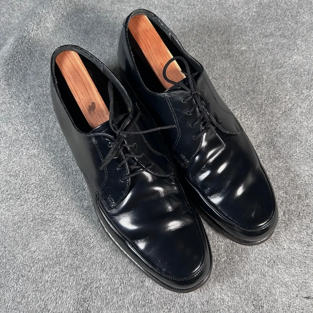 Towncraft Derby Dress Shoes Black Leather Plain Toe Mens 8.5 D Made in USA VTG